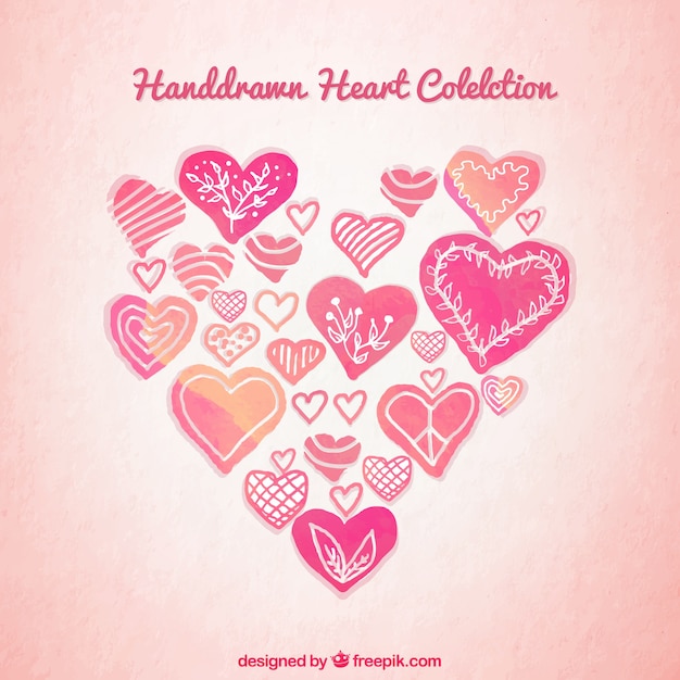 Free Vector hand drawn hearts collection