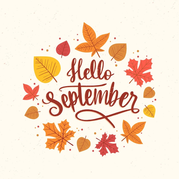 Free Vector hand drawn hello september lettering