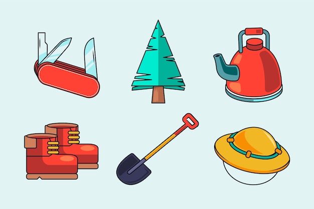 Free Vector hand drawn hiking set