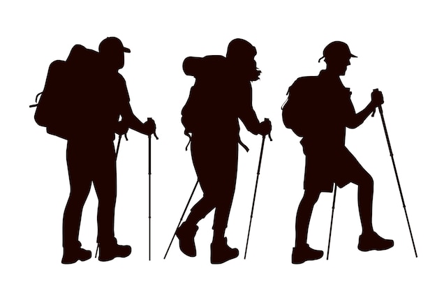 Free Vector hand drawn hiking silhouettes