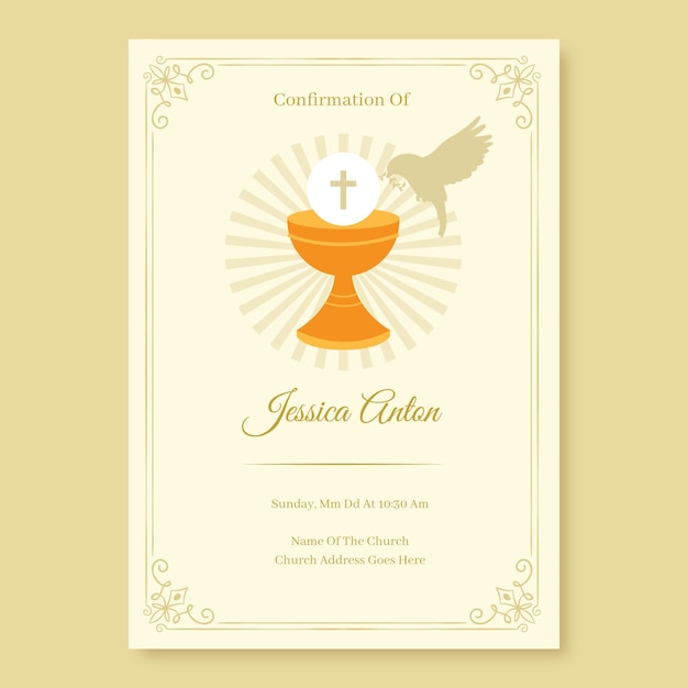 Hand drawn holy confirmation invitation