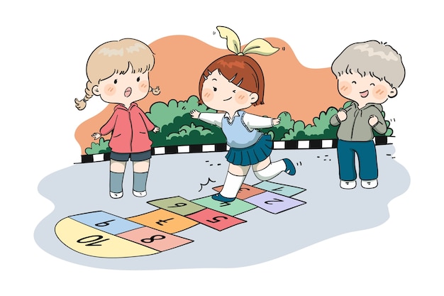 Free vector hand drawn hopscotch game