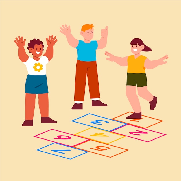 Free Vector hand drawn hopscotch illustration