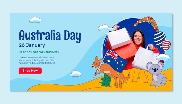 Free Vector hand drawn horizontal banner template for australian national day