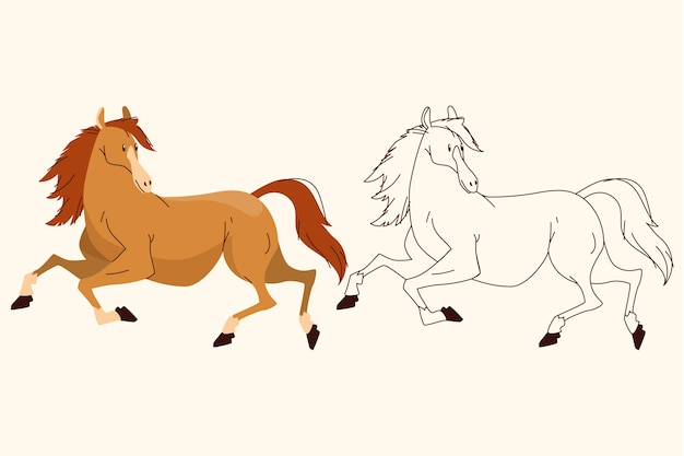 Free Vector hand drawn horse outline illustration