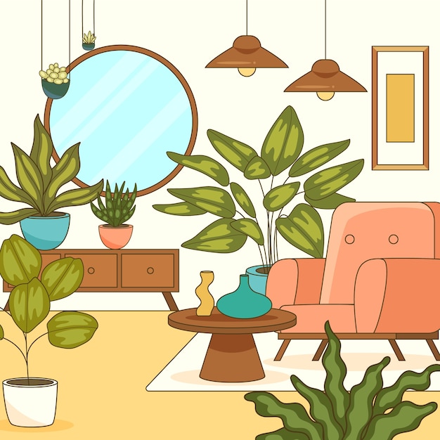 Hand drawn house plants illustration