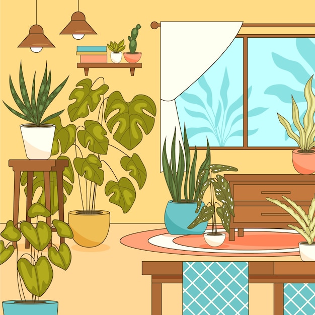 Hand drawn house plants illustration