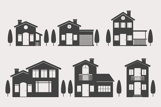 Free Vector hand drawn house silhouette