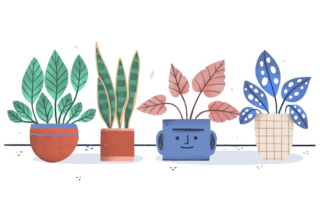 Free Vector hand drawn houseplant collection