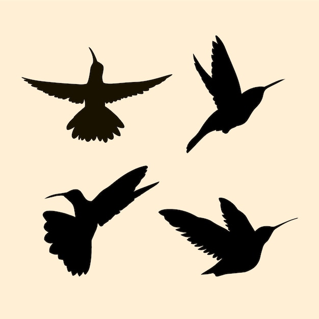 Hand drawn hummingbird silhouette