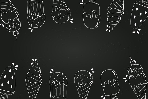 Hand drawn ice cream blackboard background