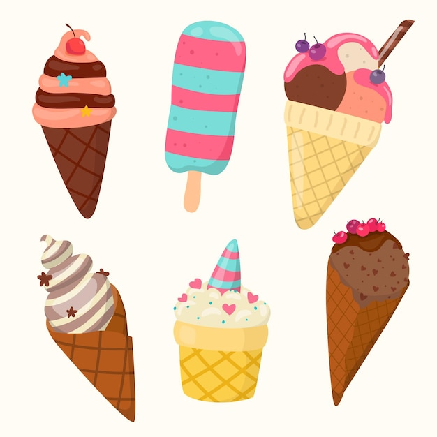 Free vector hand drawn ice cream set