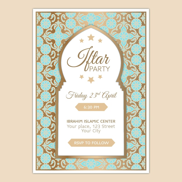 Hand drawn iftar invitation template