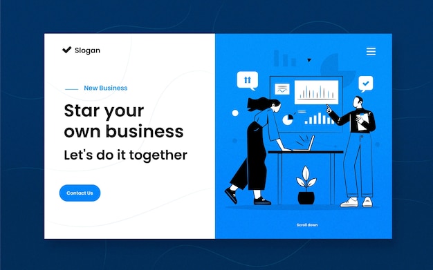 Free vector hand drawn illustrated business landing page template