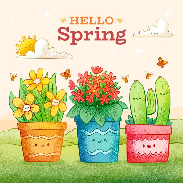 Hand drawn illustration for spring season celebration