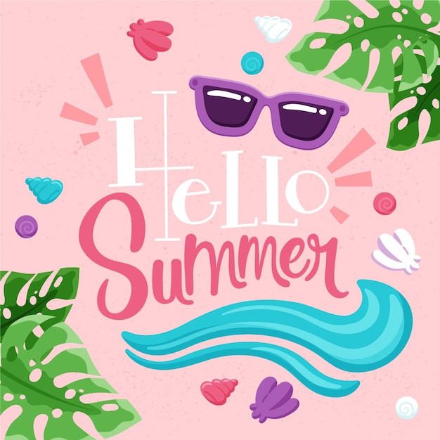 Free Vector hand drawn illustration with hello summer message