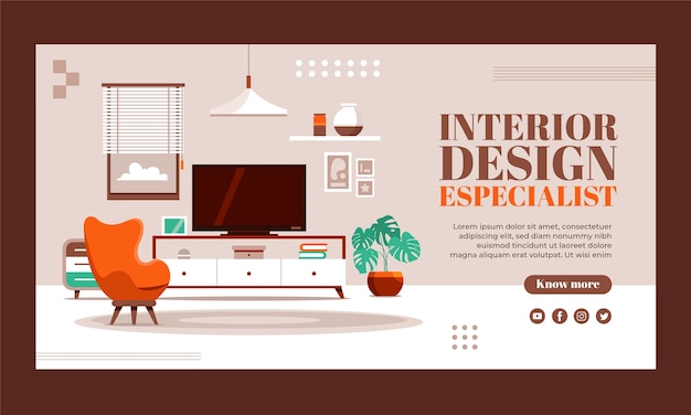 Hand drawn interior design facebook template