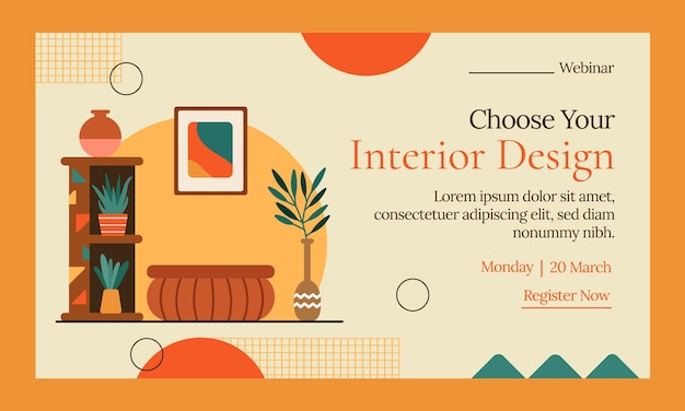 Hand drawn interior design template