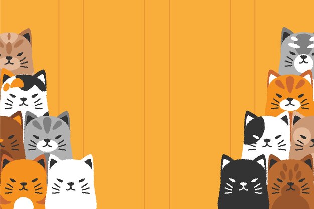 Hand drawn international cat day background with cats