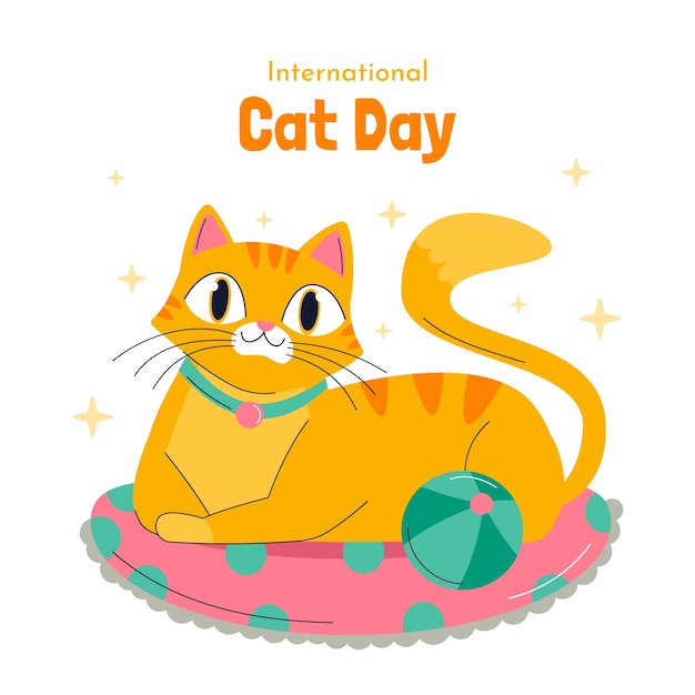 Free vector hand drawn international cat day illustration