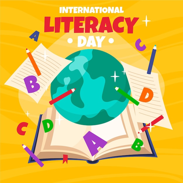 Free Vector hand drawn international literacy day