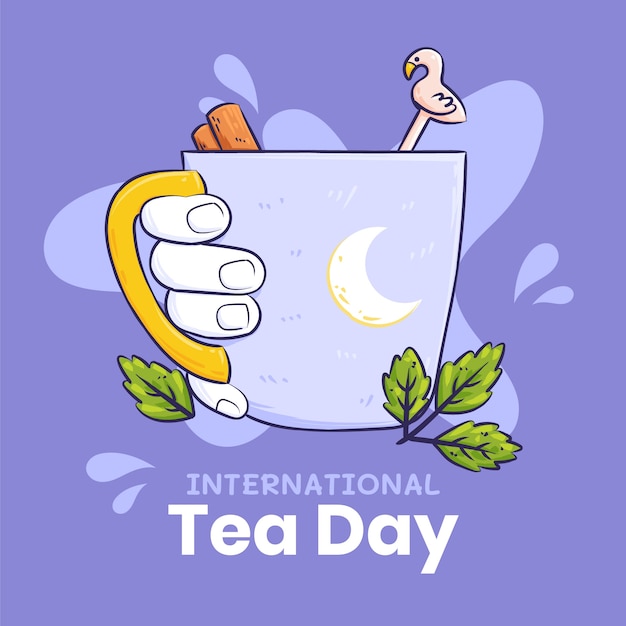 Hand drawn international tea day illustration