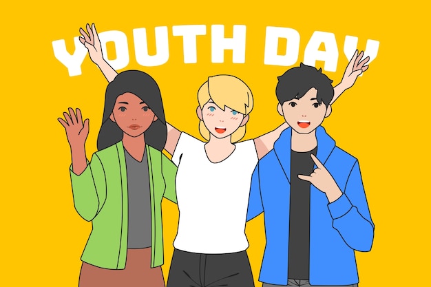 Free Vector hand drawn international youth day background