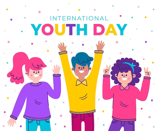 Free vector hand drawn international youth day illustration