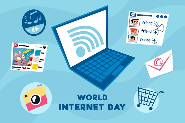 Free Vector hand drawn internet day illustration