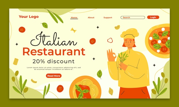 Free Vector hand drawn italian restaurant template