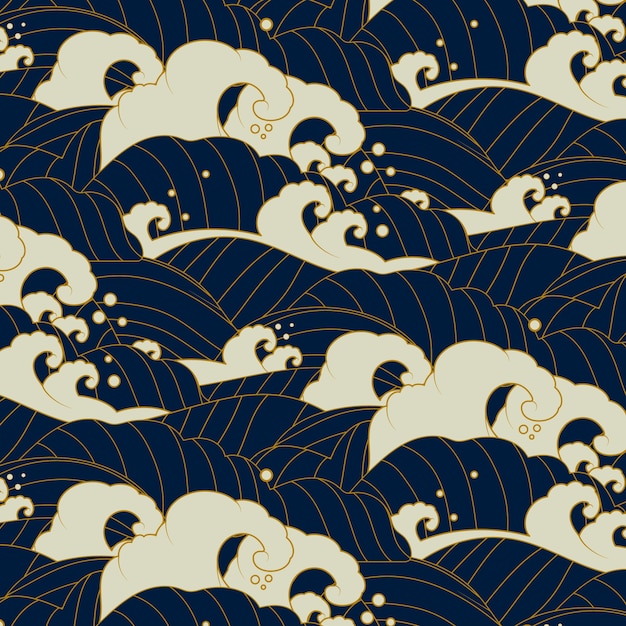 Free Vector hand drawn japanese wave pattern illustration