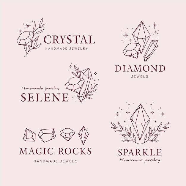 Free Vector hand drawn jewelry logo collection