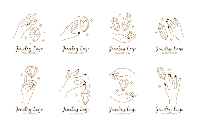 Free Vector hand drawn jewelry logo pack