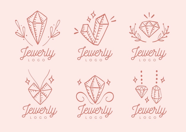 Free Vector hand drawn jewelry logo set