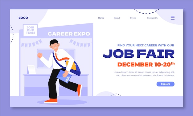 Free Vector hand drawn job fair   landing page