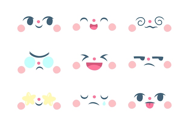 Free vector hand drawn kawaii face collection