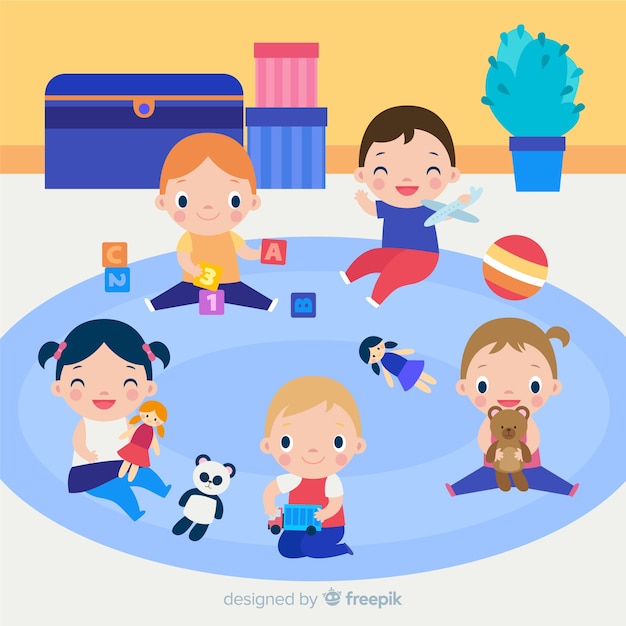 Free vector hand drawn kids playing background