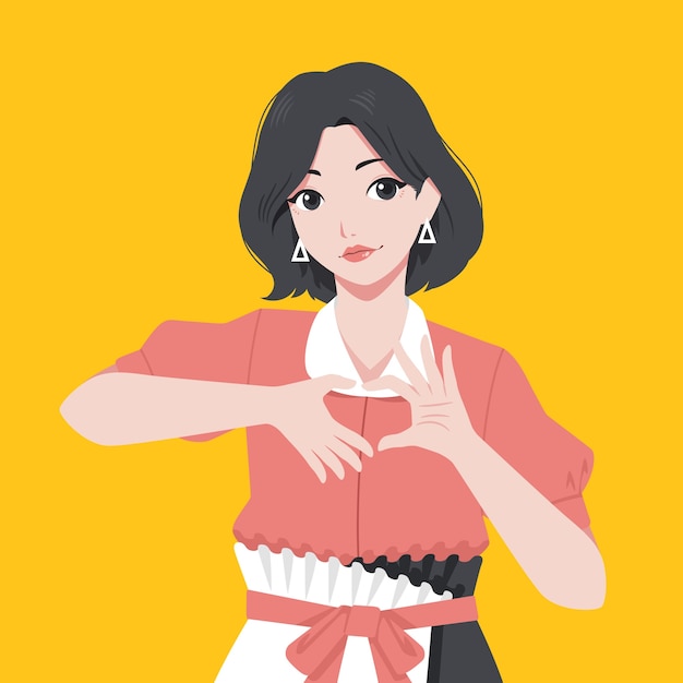 Hand drawn korean drawing style character illustration