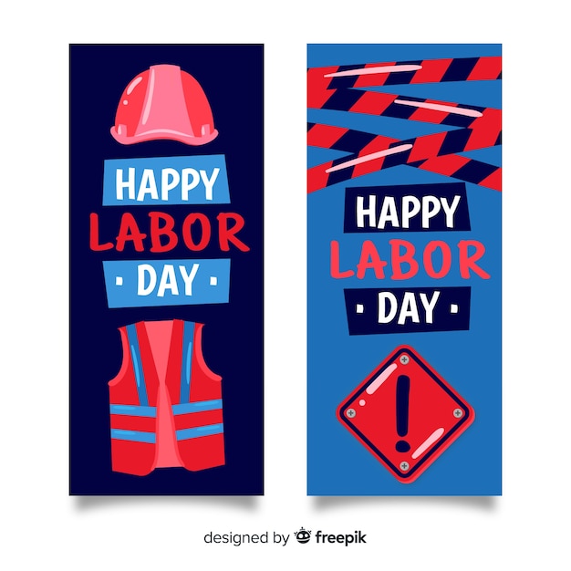 Free vector hand drawn labor day banners template