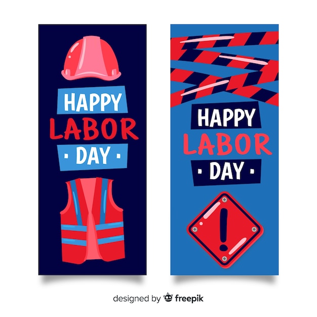 Hand drawn labor day banners template