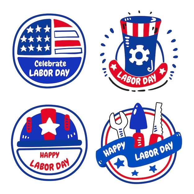 Hand drawn labor day labels collection