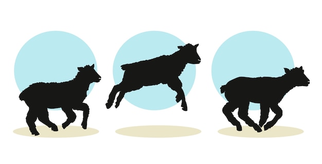 Hand drawn lamb silhouette illustration