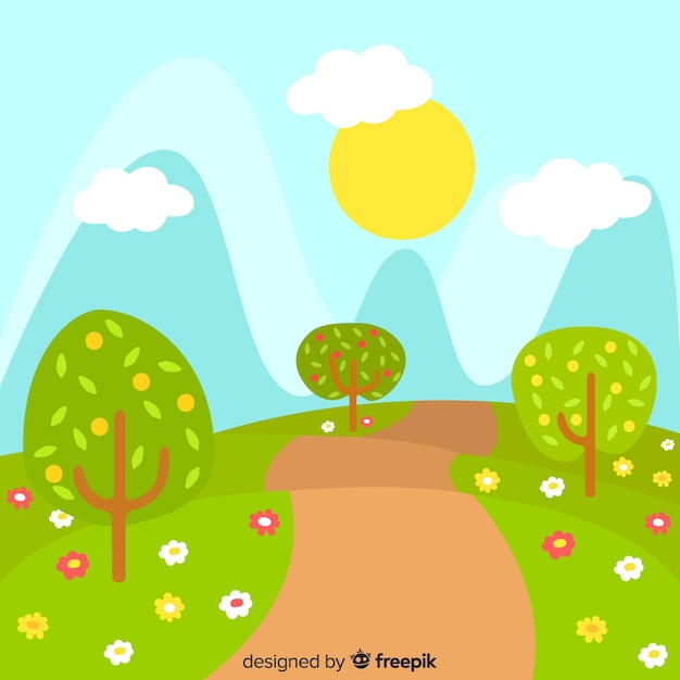 Free vector hand drawn landscape