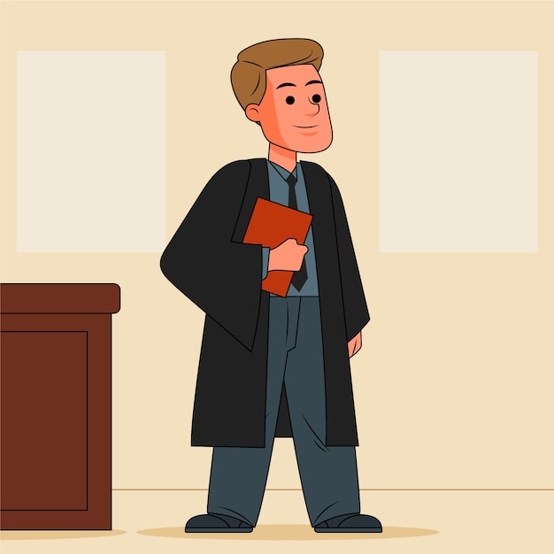 Free Vector hand drawn lawyer cartoon illustration