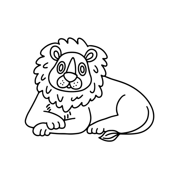 Hand drawn lion outline illustration