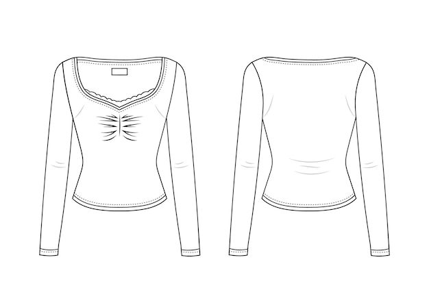 Hand drawn long sleeve t-shirt outline illustration