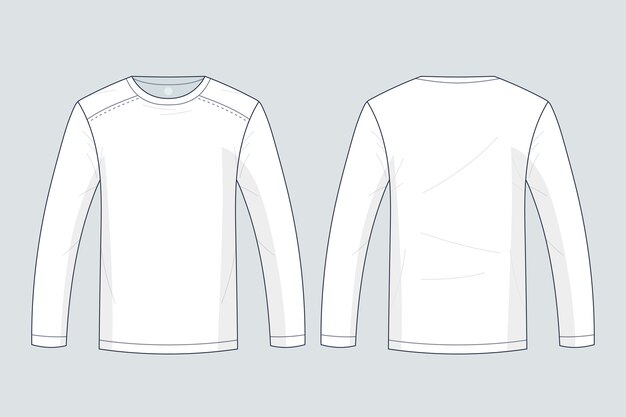 Hand drawn long sleeve t-shirt outline illustration