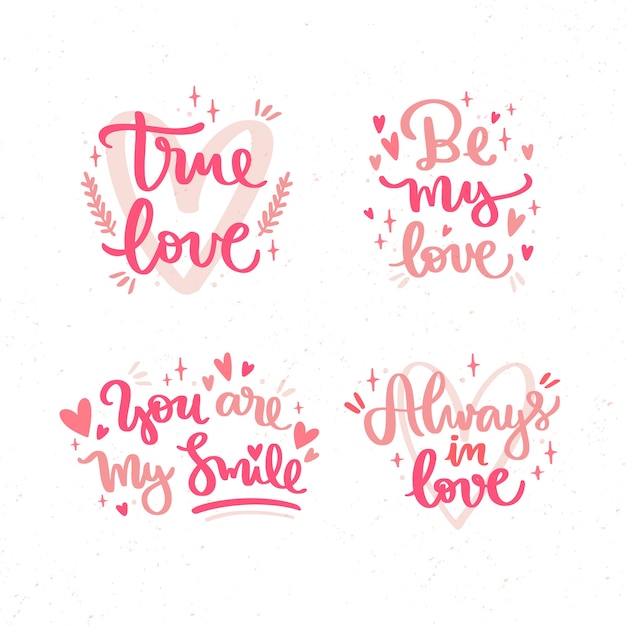 Hand drawn love lettering collection