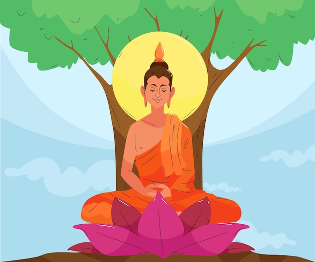 Free Vector hand-drawn makha bucha day illustration