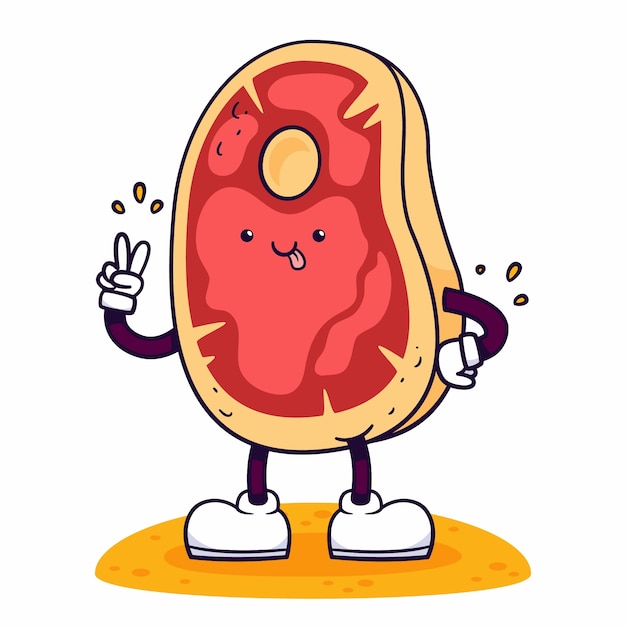 Hand drawn meat cartoon illustration